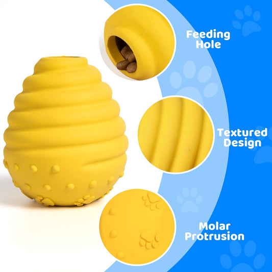Egg-shaped Dog Food Teething Toy Yellow